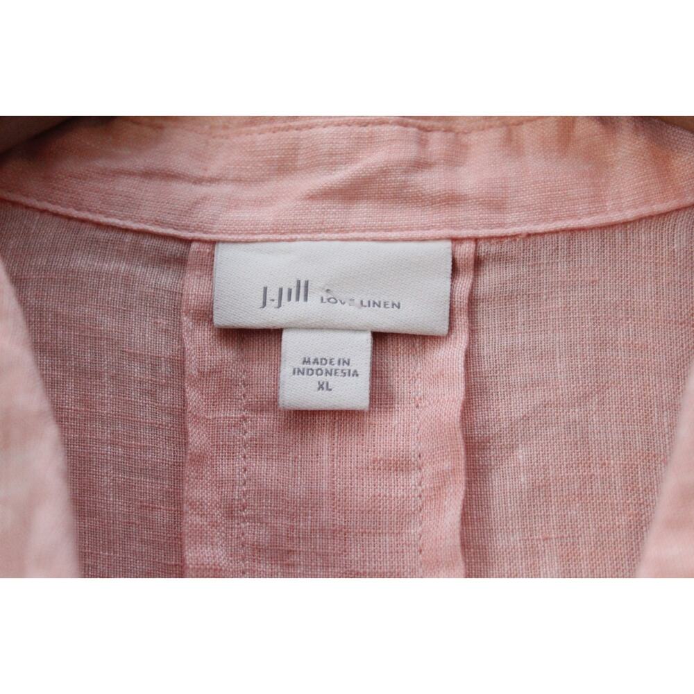 J. Jill Love Linen Button Up Tunic Top Double Pocket Pink XL Blouse Lagonlook - Picture 8 of 16